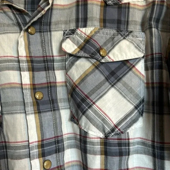 Wrangler men’s western blue and white plaid pearl snap shirt size large - Picture 4 of 8